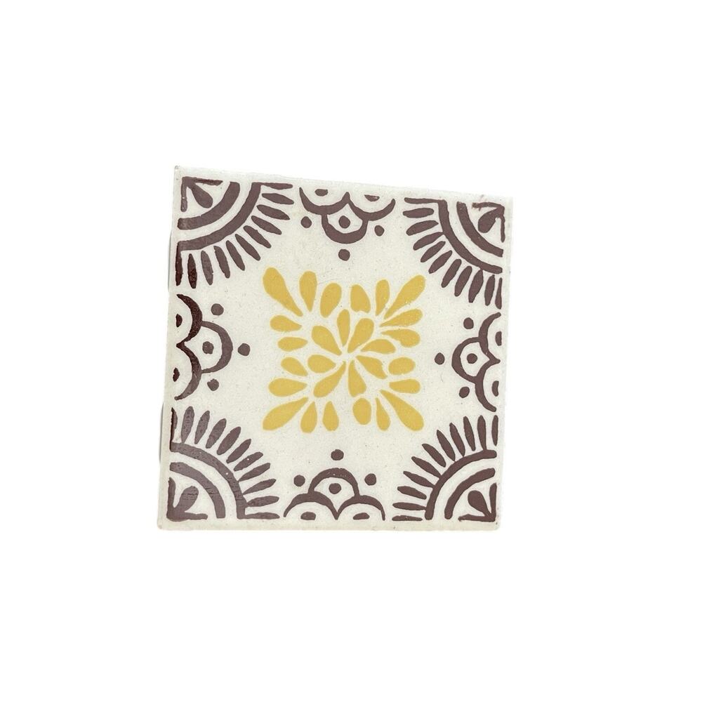 Hand-Painted Talavera-Style Ceramic Tile – Orion Monterrey Mexico coaster
